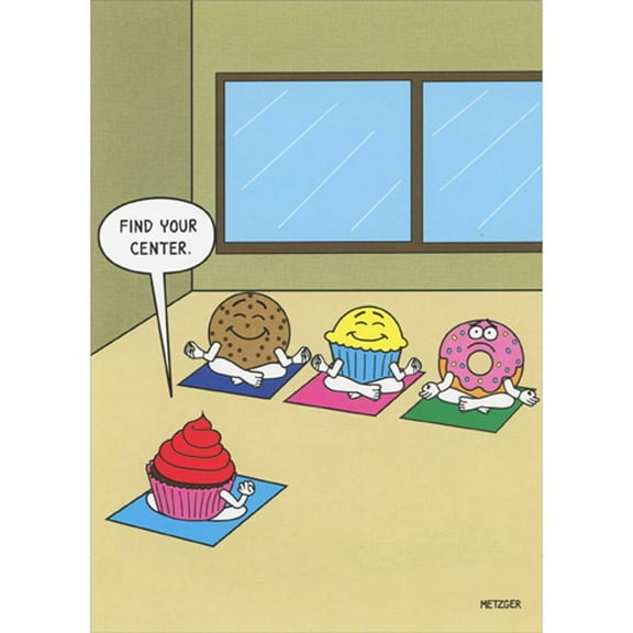 Oatmeal Studios Meditating Cookie, Cupcake and Donut: Find Your Center Funny / Humorous Birthday Card