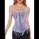 thumbnail image 2 of Corsé Moldeador con Cordones y Estampado Floral Renacentista para Mujer, Sin Mangas, con Cuello en V. Azul Oscuro XXL, 2 of 10