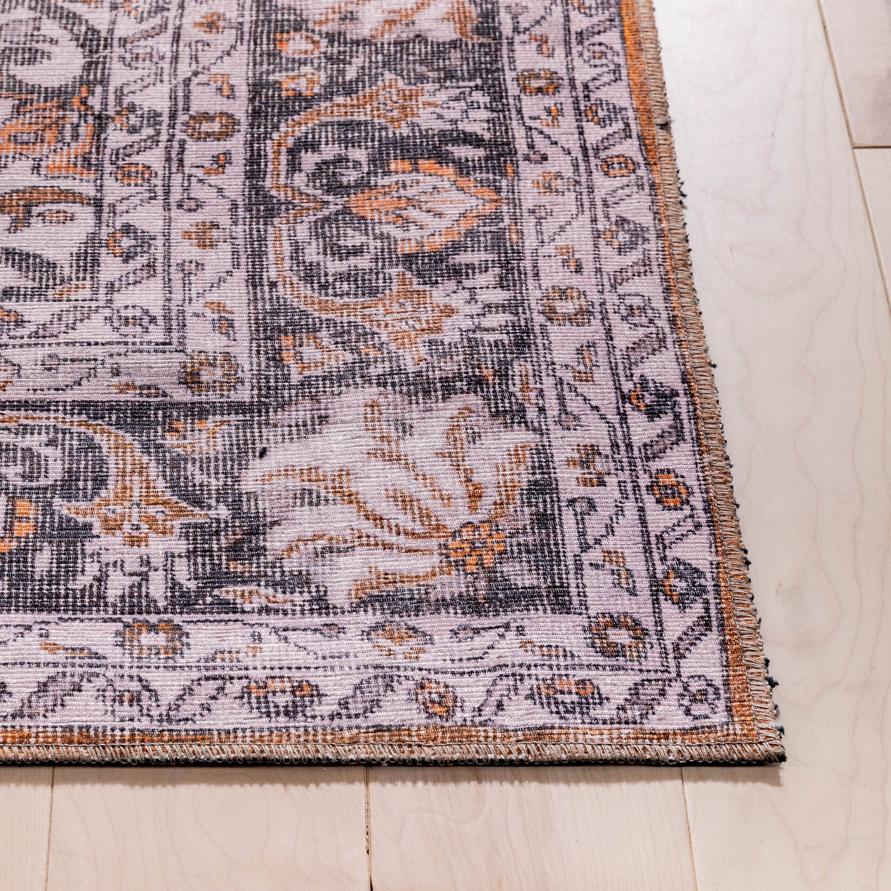 Well Woven Machine Washable Nile Tarifa Vintage Bohemian Medallion Floral Border Rust 5' x 7' Area Rug