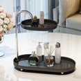 thumbnail image 1 of Double Layer Elliptical Tray Cosmetics Organizer for Makeup and Jewelry Storage, Space Saving Countertop Rack with Stable Metal Legs for Home Office Desk, 1 of 7
