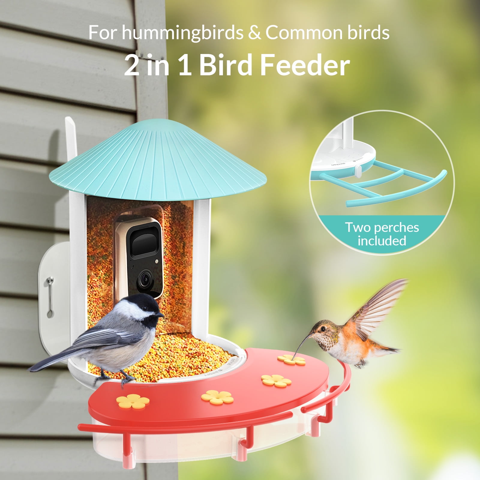 Birdfy Hummingbird Feeder Camera, Bird Feeders with Camera and Solar Panel, 1080P wide-angle camera for real-time bird watching, Ideal Gift for Hummingbird Lovers