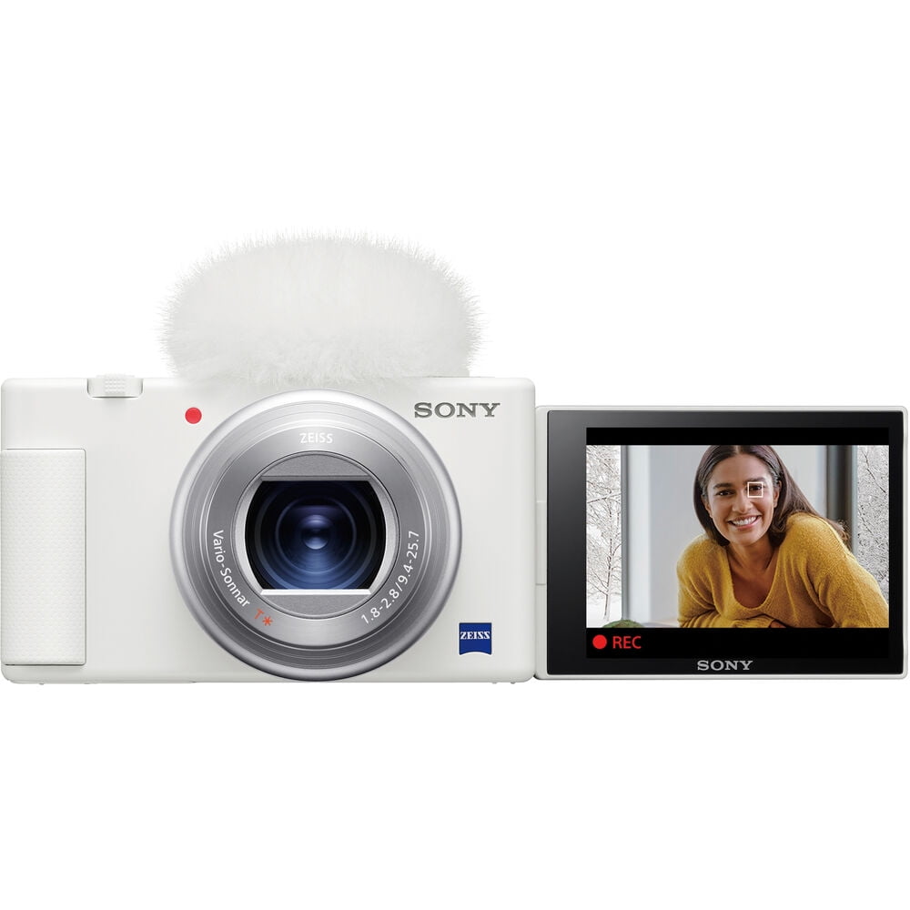 Sony ZV-1 Digital Camera Bundle (White) - Vlogging Camera With 128GB Card & Accessories Kit