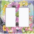thumbnail image 6 of Metal Light Switch Plate Cover Vintage Purple Floral Butterfly Sky Art FLW110, 6 of 13