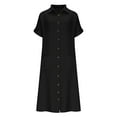 thumbnail image 5 of Women Button Down Shirt Dress Summer Short Sleeve Collared Dresses Casual Loose Midi Dress with Pockets, 5 of 7