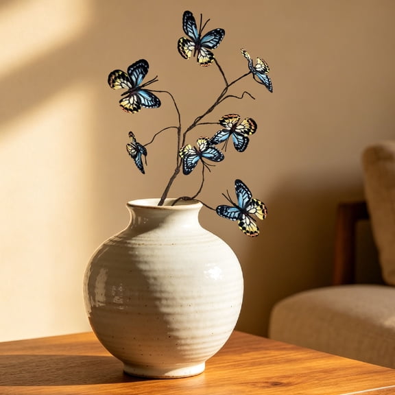 Bcylexb Artificial Flowers for Vase, Fake Butterfly Flower Branch Faux Floral Stems for Indoor Table Office Desk Home Decor