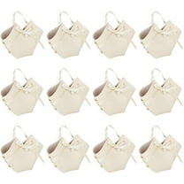 12 Set 12 Pack Leather Bowknot Gift Boxes with Ribbon 2.7x2.1x5.1 inch Beige Heart Shape PU Leather Mini Handbag Candy Gift Box Reusable Party Favor Boxes for Wedding Birthday Valentines's Day