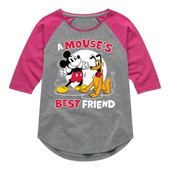 Mickey & Friends - A Mouses Best Friend - Toddler And Youth Girls Raglan Graphic T-Shirt