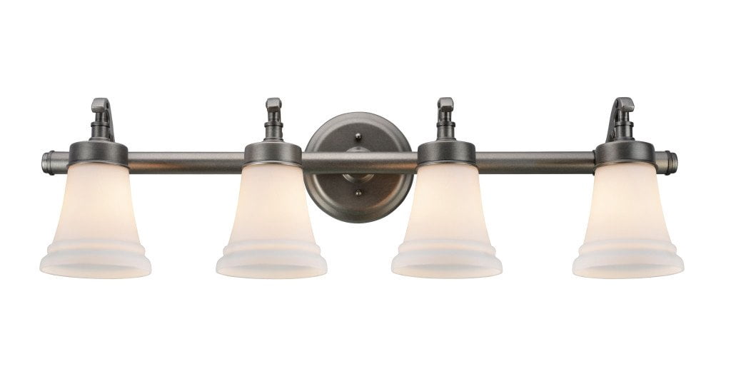 Aspen Creative 62067 Three Light Metal Bathroom Vanity Wall Light Fixture 30 1 2 Wide Transitional Design In Rustic Pewter With White Opal Glass Shade Walmart Com Walmart Com