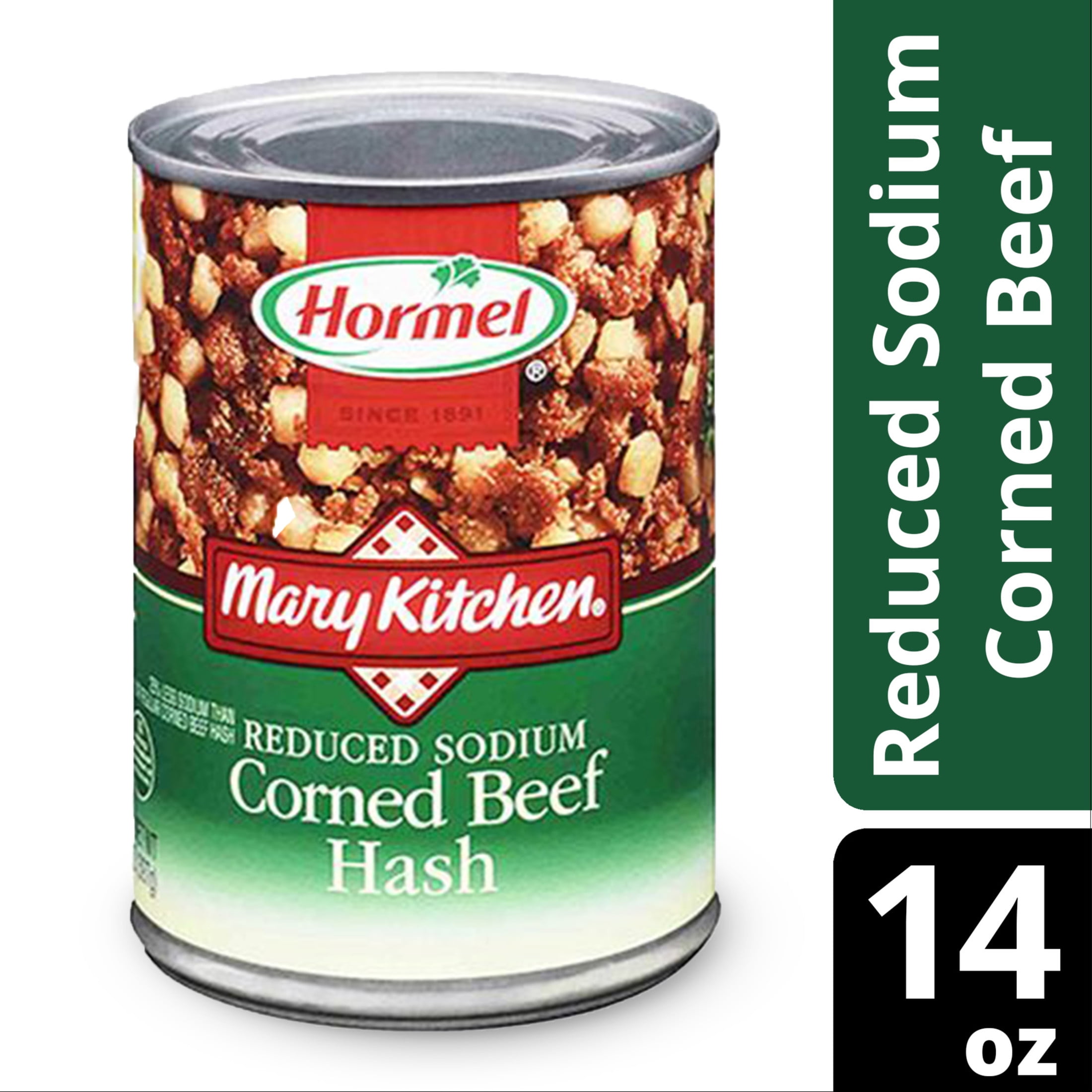 (12 pack) MARY KITCHEN Corned Beef Hash, Reduced Sodium, Shelf-Stable, 14 oz Steel Can