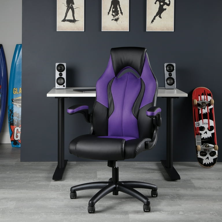 OFM High-Back Racing Style Leather Gaming Chair, Purple (ESS