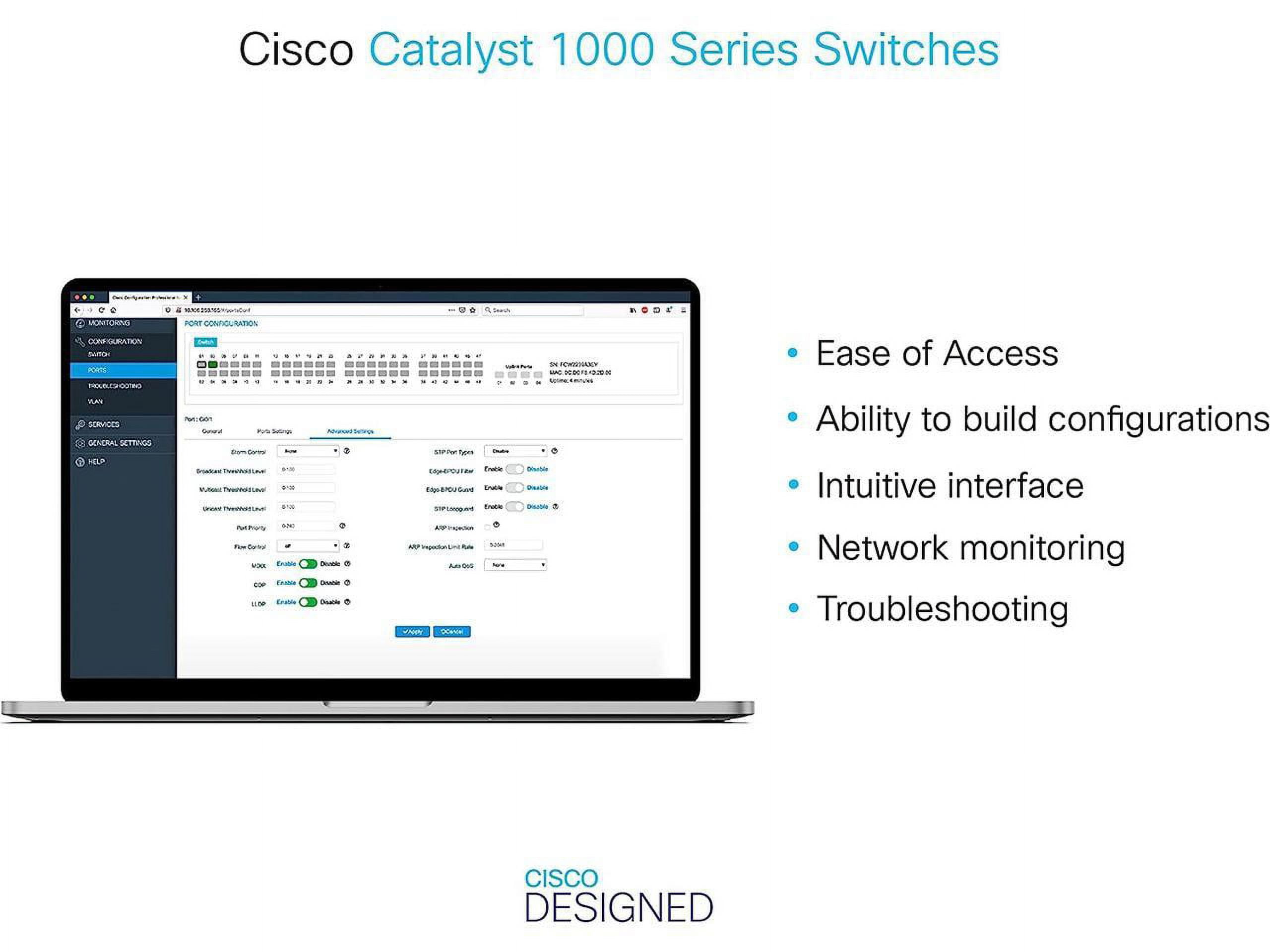 Cisco Catalyst C1000-16P Ethernet Switch, 16 Ports - Manageable - 2 Layer Supported