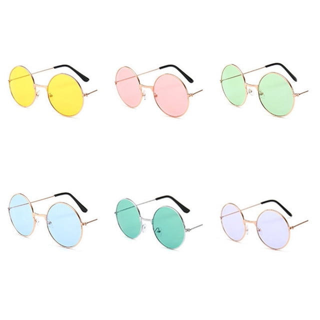 Gafas de sol coloridas con forma de océano, estilo retro europeo y americano, con montura redonda pequeña, gafas de sol decorativas para mujer