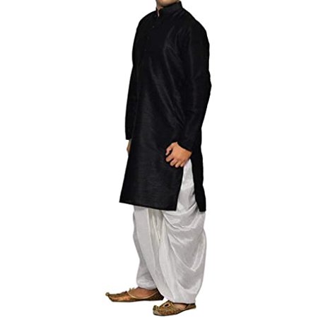 

Royal Kurta Men s Art Silk Blend Dhoti Kurta (Black)