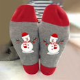 thumbnail image 1 of Bas Rouges Chaussettes de Noël avec Motif Alphabet et Bonhomme de Neige Longueur Mi-Mollet en Coton, 1 of 3
