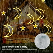 Qoosea 120 LED Curtain String Lights, Star and Moon Lights Fairy Lights, String Hanging with Remote for Bedroom Birthday Wedding Christmas Party Garden Indoor Outdoor Decoration