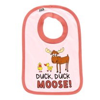 LazyOne Animal-Print Baby Bibs, Cute Baby Shower Gifts, Pink (Duck Duck Moose, One Size)