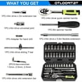 thumbnail image 1 of 46 Pieces 1/4 Inch Drive Socket Ratchet Wrench Set, with Bit Socket Set Metric and Extension Bar, 1 of 4