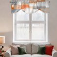 thumbnail image 3 of Tie Up Valances for Windows, Orange Grey Geometric Adjustable Valance Curtains Window Treatment for Living Room/Bedroom, Modern Abstract Color Blocks Rod Pocket Kitchen Curtains & Drapes 42x12 Inch, 3 of 9