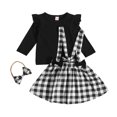thumbnail image 1 of FAROOT Petite Fille Tenue, Manches Volantes Col Rond Tops, Jupe-Jarretelle, 1 of 7