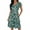 Green, variant on Women's Rayon V-Neck Puff Sleeve Flared Dress | Summer Casual A-Line Dress for Vacation, Date & Daily Wear