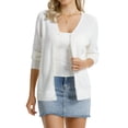thumbnail image 6 of QUALFORT Women’s 100% Cotton Lightweight Button-Front Cardigan Sweater，v neck Long Sleeve Knit, 6 of 6