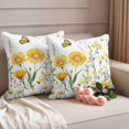 thumbnail image 2 of Spring Flower Pillow Covers 2 Pack White Yellow Floral Daisy Butterfly Flower Field Pillowcase Waterproof Outdoor Throw Pillow Cover for Patio Garden Square Cushion 18”x18”, 2 of 9