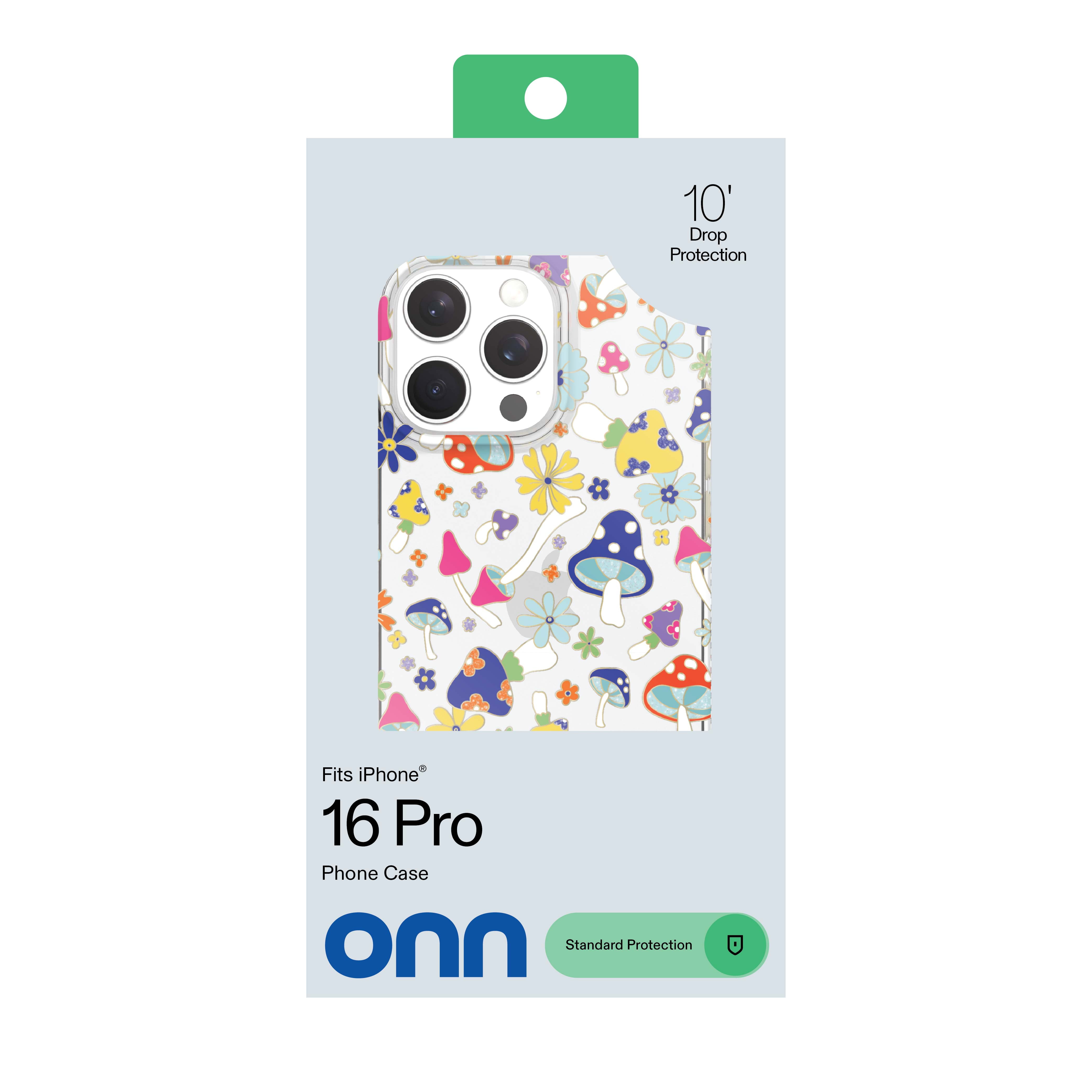 onn Phone Case for iPhone 16 Pro - Multicolor Mushroom