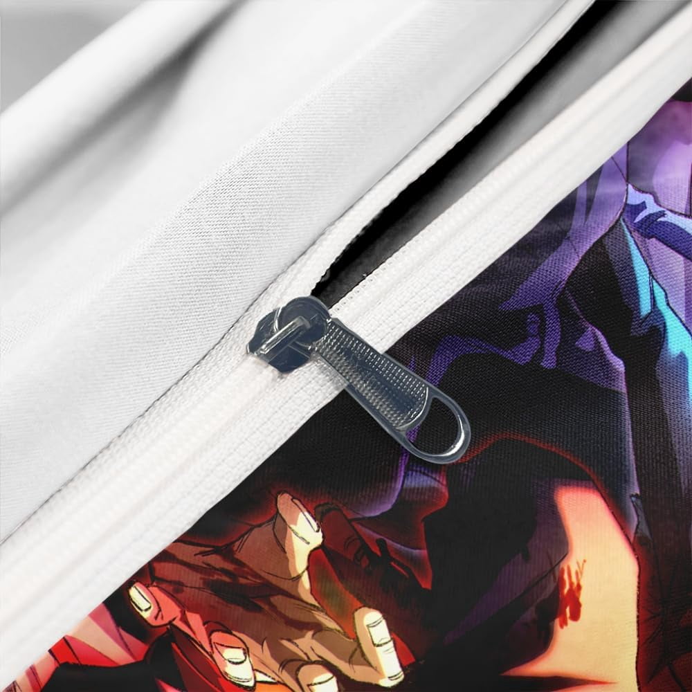 Anime Jujutsu Kaisen Duvet Cover Bedding Set,3D Anime Soft Comfortable Quilt Cover Twin Full Queen King Size with Pillowcases (Color 1, Twin)