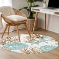 thumbnail image 4 of Green Coastal Seashells Round Area Rug 3.3 FT, Non Slip Small Entryway Kitchen Mat, Nautical Brown Coral Starfish Washable Soft Circular Rug Non-Shedding Door Mat for Bathroom Playroom Kids Room, 4 of 9