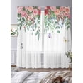 thumbnail image 3 of Watercolor Roses Sheer Curtains 84 Inch Length 2 Panels Set, Spring Flowers Leaves Butterflies Botanical Voile Window Treatment Curtains Sheers Drapes for Bedroom/Living Room/Kitchen 52"x84"x2, 3 of 7