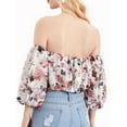 thumbnail image 3 of Lovito Casual Floral Puff Sleeve Cold Shoulder Blouse, 3 of 5