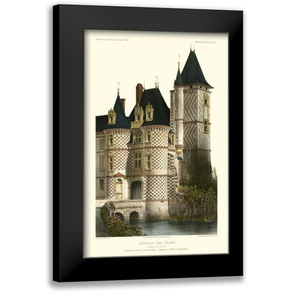 Petit, Victor 10x14 Black Modern Framed Museum Art Print Titled - French Chateaux in Blue II