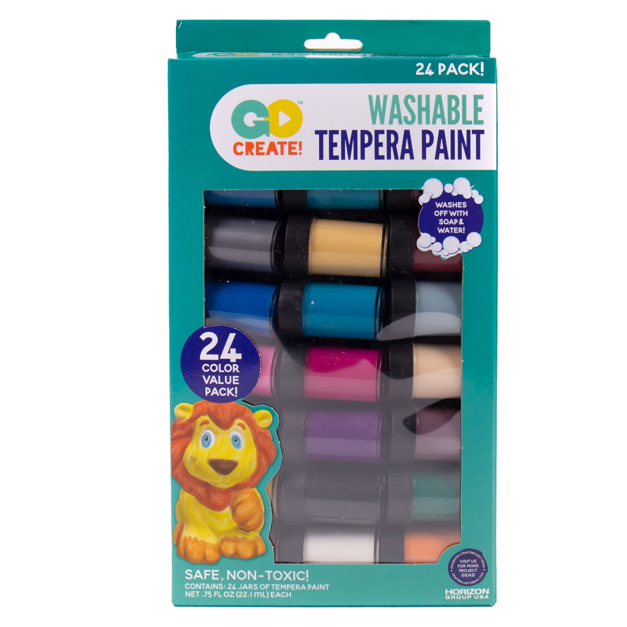 Go Create Washable Tempera Paint Value Pack, 24 Paint Colors