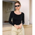 thumbnail image 3 of SMZ Long Sleeve Bodysuit for Women Tummy Control Crew Neck Body Suit Tops Slim Fit, 3 of 11