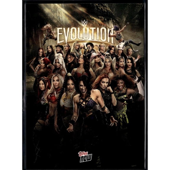 Collectible WWE Evolution 2025 Topps Now Card #EVOL featuring Trish Stratus Becky Lynch Rhea Ripley