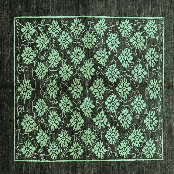 Ahgly Company Indoor Square Oriental Turquoise Blue Industrial Area Rugs, 5' Square