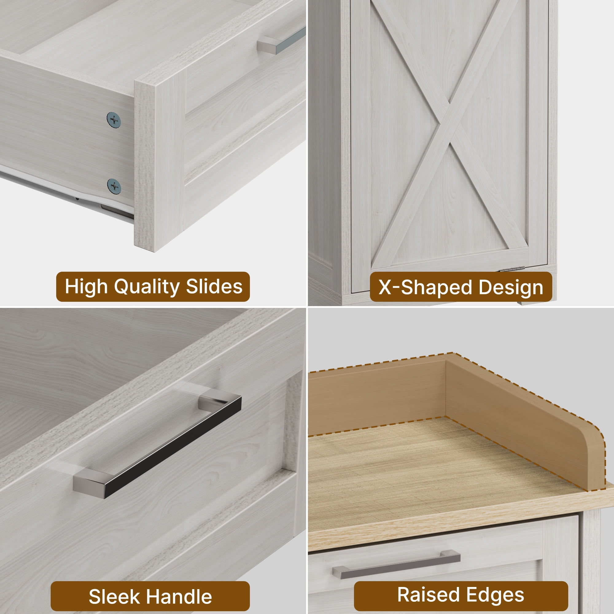 Uforic Kitchen Buffet Storage Cabinet with Drawer, Trash Storage Cabinet for 10-gal Trash Can, White