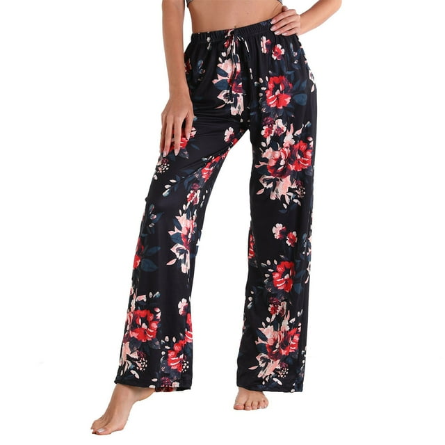 Ensembles de Pyjama pour Femmes, Mode Été Décontractée Imprimée Taille Élastique Pantalons de Pyjama