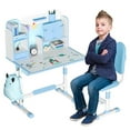 thumbnail image 2 of Floseru Kids Functional Desk and Chair Set,Height Adjustable Children School Study Table Chair Set with Sitting Corrector, Ergonomic Desk Chair with Book Stand, Foot Pedal, Partition Design, 2 of 8