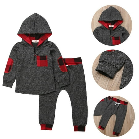 Meihuida - 2Pcs Baby Boy Infant Clothes Autumn Winter Hooded Tops+Pants ...