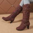 thumbnail image 7 of KEVCHE Women's Chunky Heel Knee High Boots, Fall Winter Lace Up Pointed Toe High Heel Boots with Breathable Lining, Trendy Boots for Daily Party Wear, 7 of 7