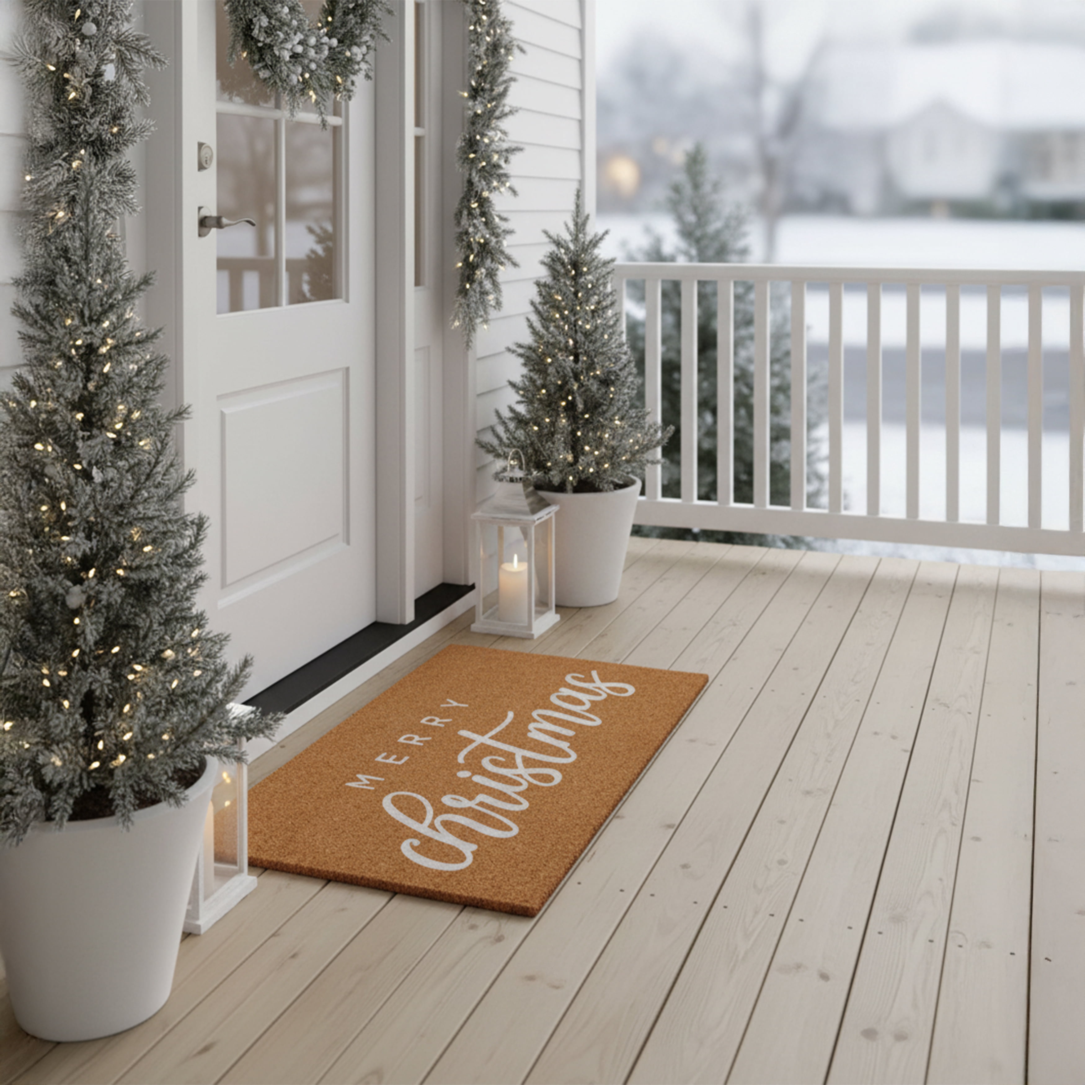 Calloway Mills 117393048 White Classic Christmas Doormat 30" x 48"