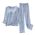 thumbnail image 4 of Petite Fit Pajama Set Tunic Style Top with Wide Leg Pants Comfortable Sleepwear, 4 of 4