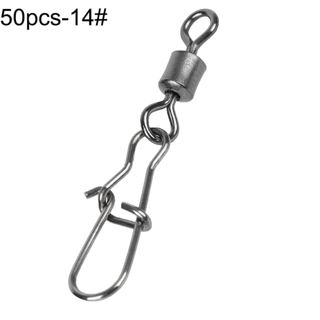 HEVIRGO 50/100 Pcs Connecteur de Pêche Pivotant Crochet en Acier Inoxydable Clip à Roulement Rapide