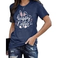 thumbnail image 3 of Women Happy Easter T Shirt Bunny Rabbit Graphic T-Shirt Funny Letter Printed Shirts Short Sleeve Tops, 3 of 6