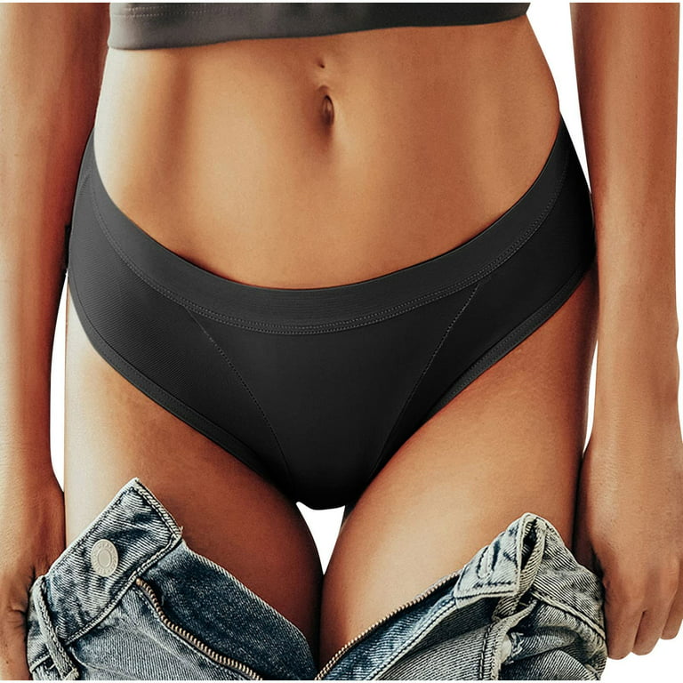 HUPOM Plus Size Underwear For Women Womens Underwear Briefs Leisure Tie  Seamless Waistband Black M