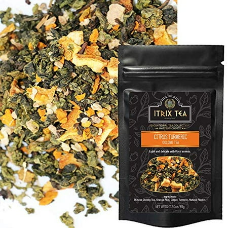 Itrix Tea 100% Natural Chinese Citrus Turmeric Oolong Tea - Delicates of Orange Flavour - Brew as Hot or Iced Tea - Rich Antioxidants - Highly Aromatic and Flavorful - Loose (Best Way To Brew Loose Leaf Tea)