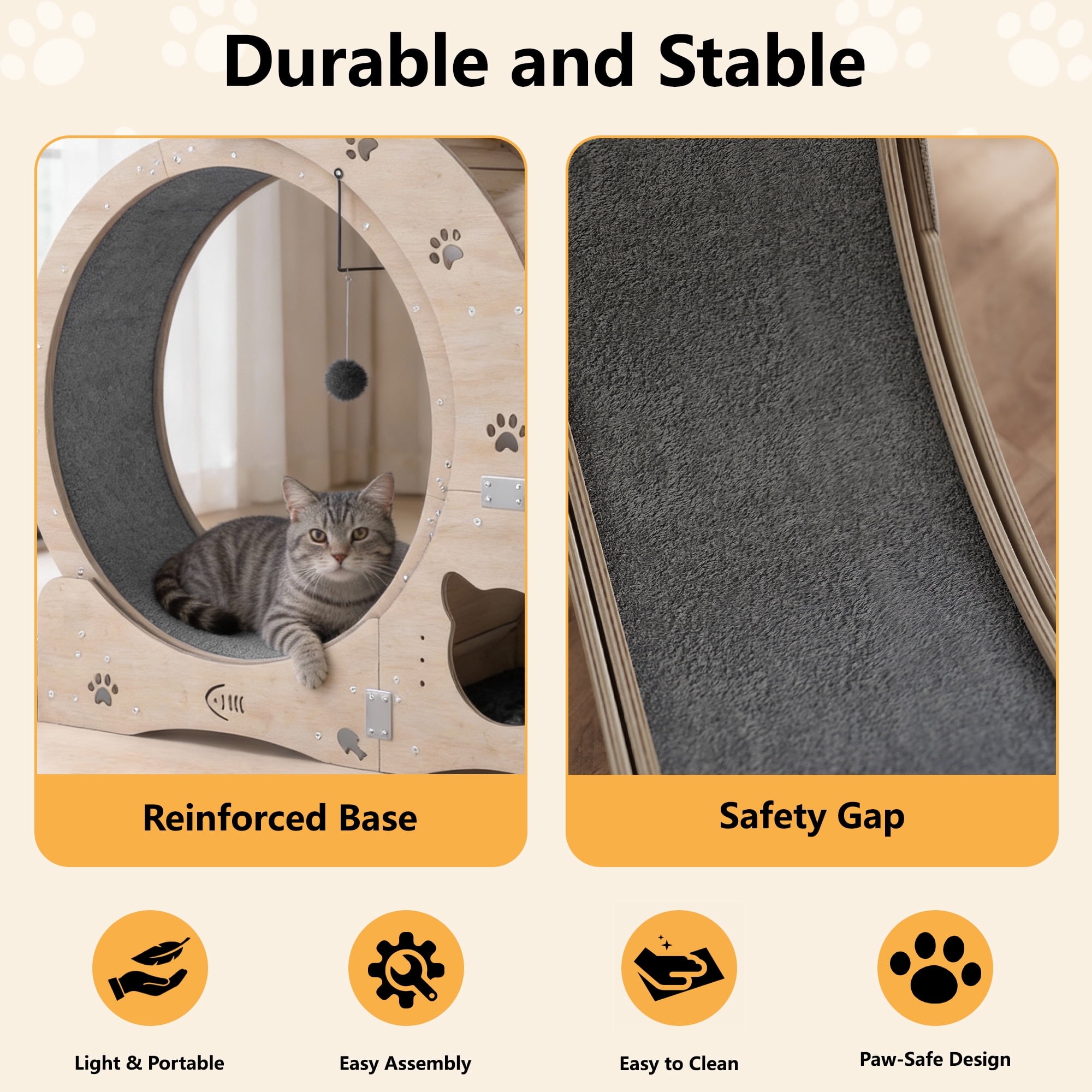 FOOWIN 7-in-1 Cat Exercise Wheel, 40" Cat Running Wheel for Indoor Cats