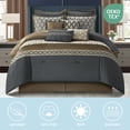 thumbnail image 2 of LANCO MODERN LIFESTYLE Queen Comforter Set, Grey Brown, 12 Piece Room in a Bag All Seasons, Luxury Extreme Comfort Bedding Sets with Curtains, Bedskirt, Shams, Euro Shams and Decor Pillows, 2 of 4