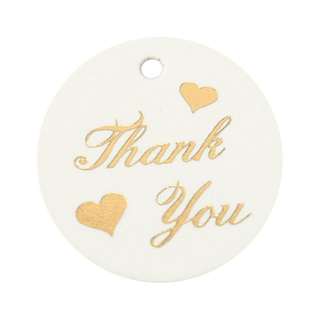 100 unids/set etiquetas colgantes papel con patrón de corazón redondo gracias etiquetas de regalo colgantes recuerdos de boda Jikaix